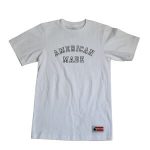 American Giant T Shirt Mens XS White American Made Flag USA Cotton